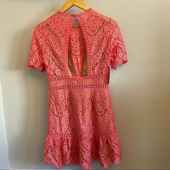 Free People - Saylor Crochet Lace Cutout Mini Dress Porcelain Rose Pin… - Picture 5 of 5